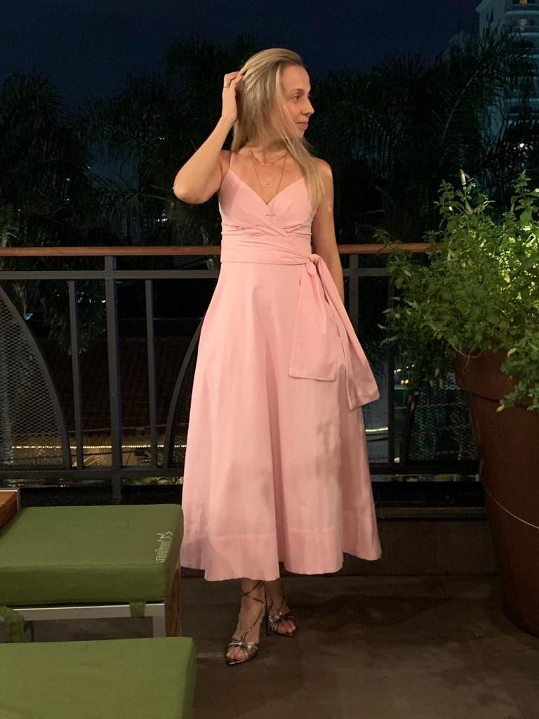 Vestido Midi Tricoline Lisa