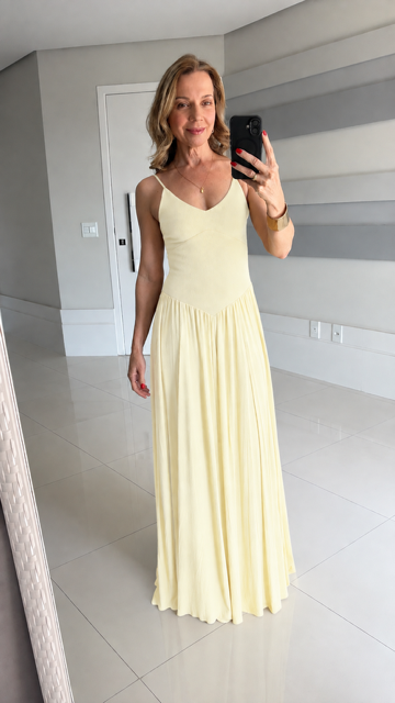 Vestido Longo Canelado Duplo Bia