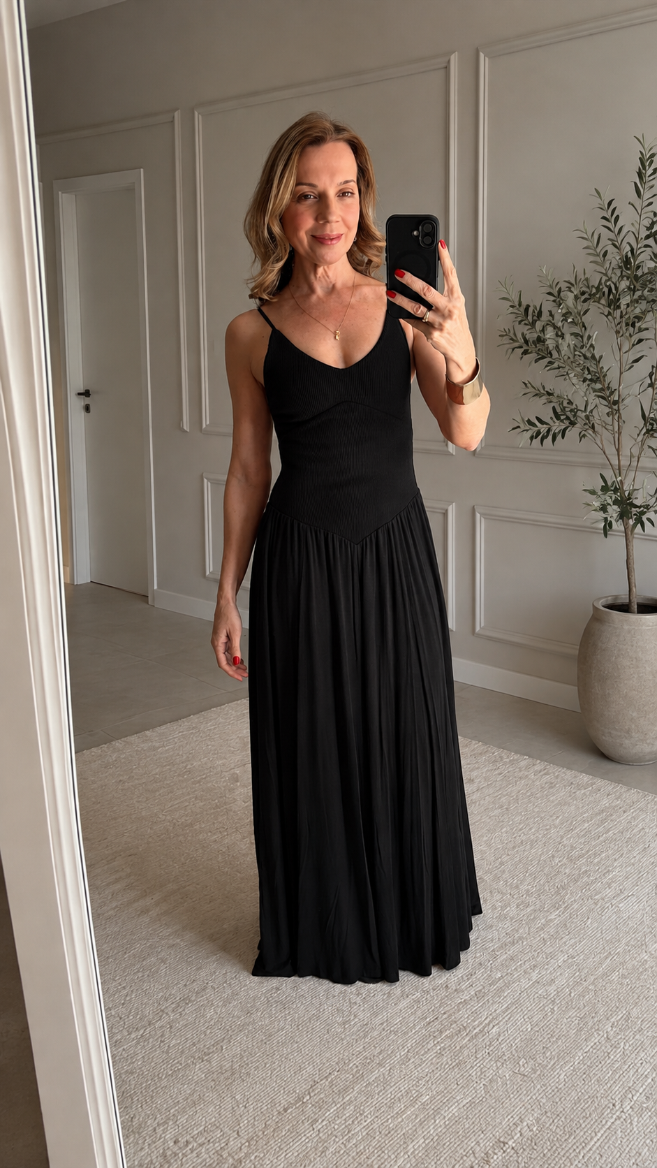 Vestido Longo Canelado Duplo Bia