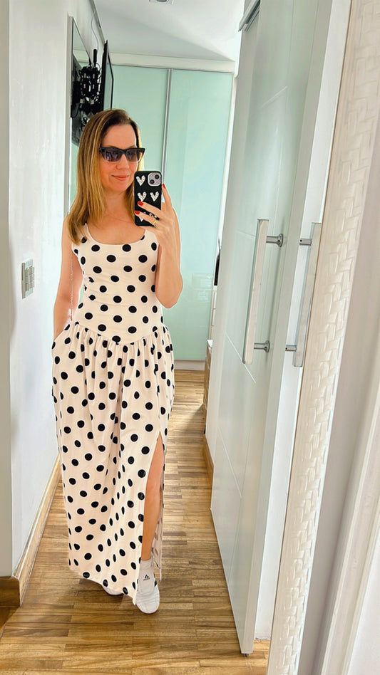 Vestido Midi Poá - PRÉ VENDA / ENVIO EM 12/09