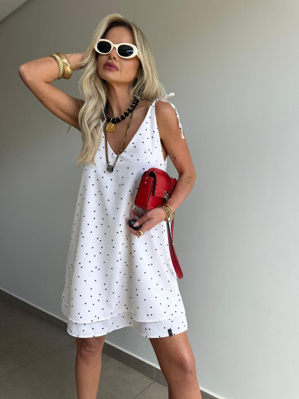 Vestido Curto Poá