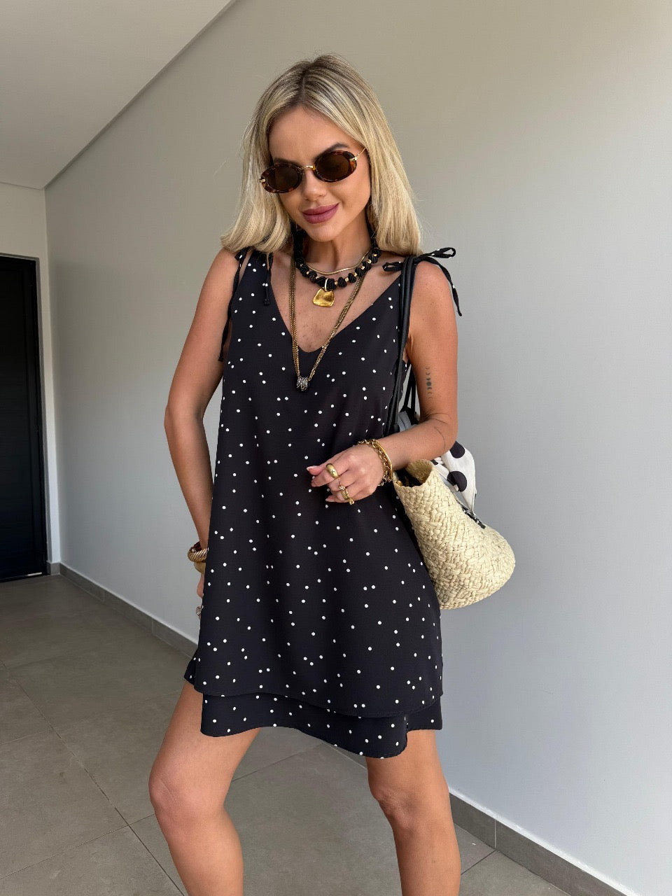 Vestido Curto Poá