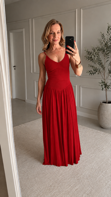 Vestido Longo Canelado Duplo Bia