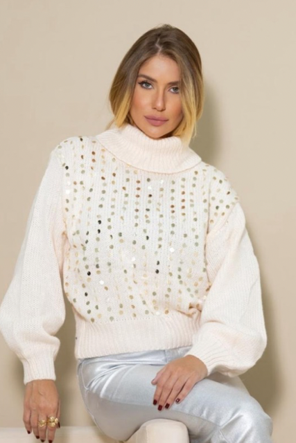 Blusa Tricot Manga Longa Shine