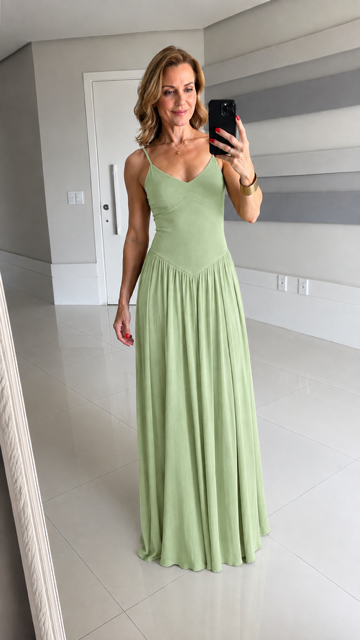 Vestido Longo Canelado Duplo Bia
