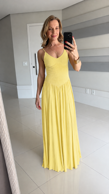 Vestido Longo Canelado Duplo Bia