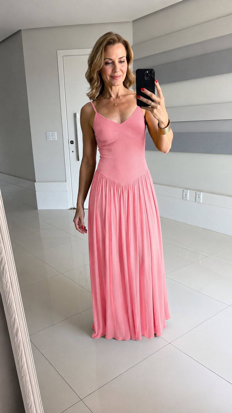 Vestido Longo Canelado Duplo Bia