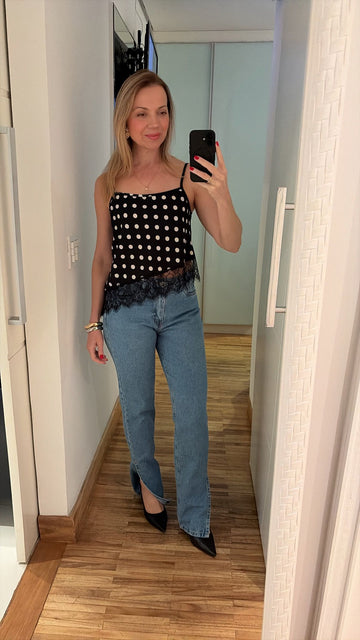 Blusa Crepe e Renda Diana