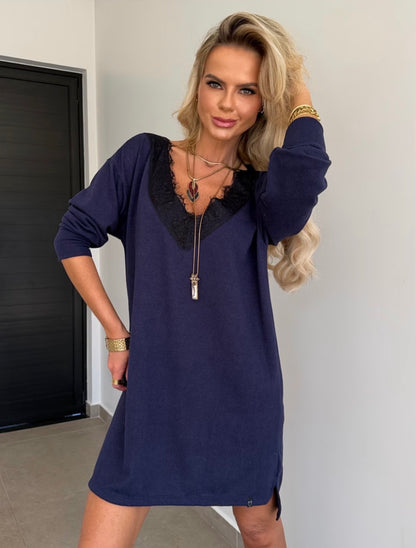 Vestido Amplo Lanzinha com Renda Romana - ATENÇÃO PEÇA EM PRÉ VENDA, COM ENVIO EM 10/05!