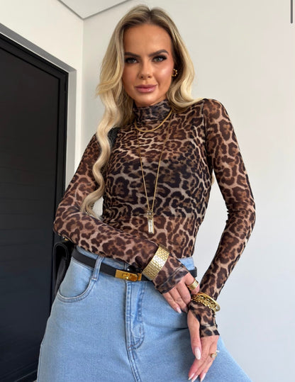 Blusa Tule Animal Print Dedinho - ATENÇÃO!! PEÇA EM PRÉ VENDA, COM ENVIO EM 26/06