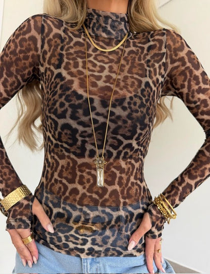 Blusa Tule Animal Print Dedinho - ATENÇÃO!! PEÇA EM PRÉ VENDA, COM ENVIO EM 26/06