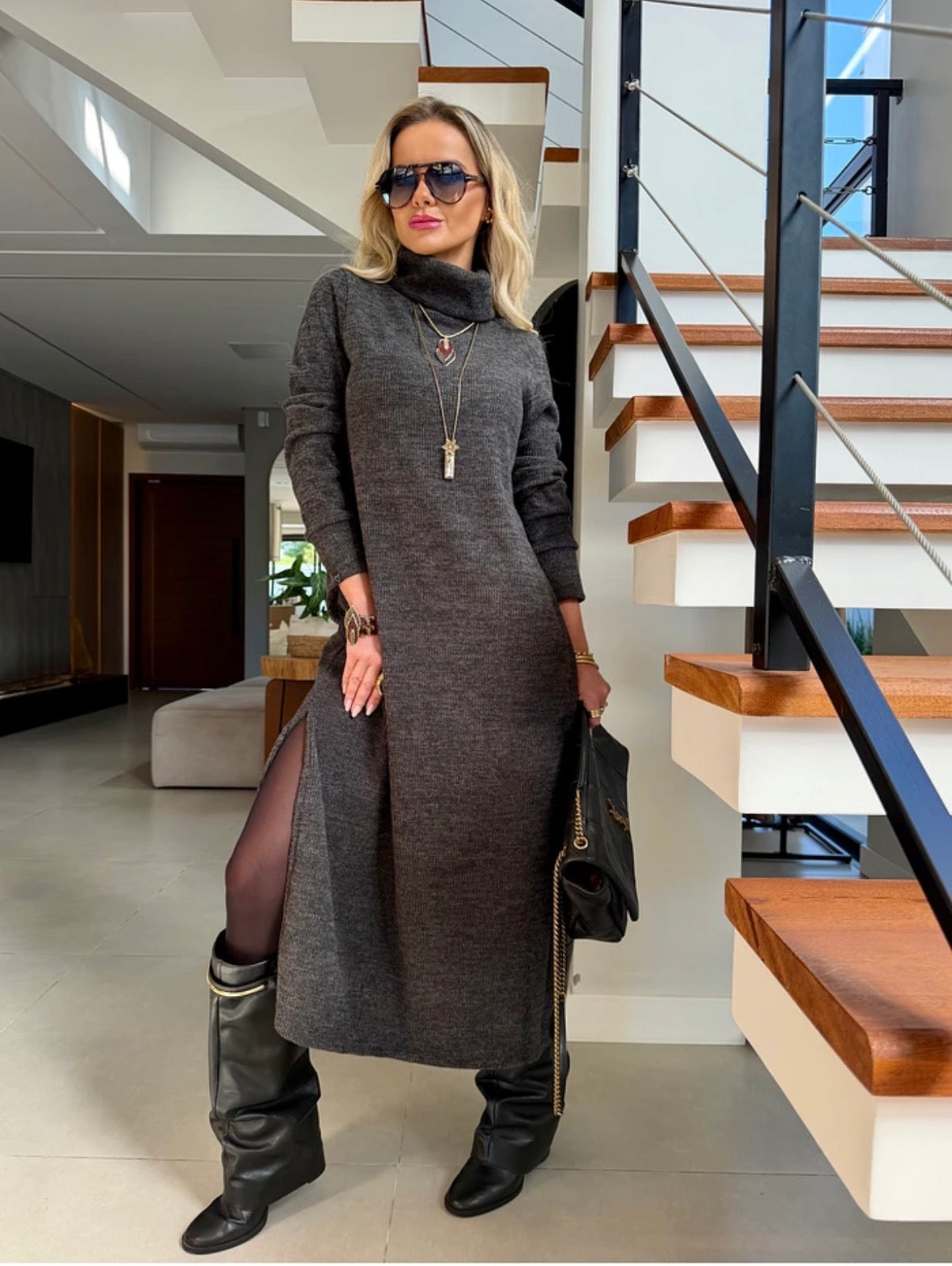 Vestido Midi Tricot Beatriz - ATENÇÃO! PEÇA EM PRÉ VENDA, COM ENVIO EM 26/06