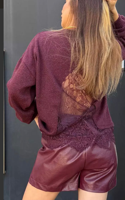 Tricot Manga Longa Renda - ATENÇÃO! PEÇA EM PRÉ VENDA, COM ENVIO EM 18/06