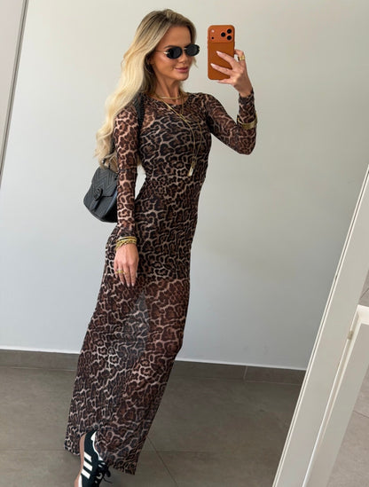 Vestido Midi Tule Animal Print - ATENÇÃO! PEÇA EM PRÉ VENDA, COM ENVIO EM 16/06