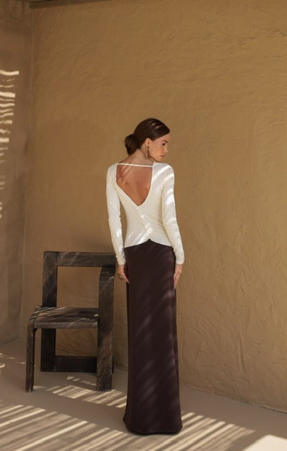 Vestido Longo Natasha Bicolor / ATENÇÃO! PEÇA EM PRÉ VENDA, COM ENVIO EM 24/03