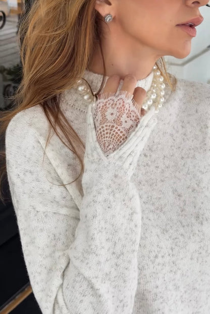 Tricot Manga Longa Renda Londres - ATENÇÃO! PEÇA EM PRÉ VENDA, COM ENVIO EM 27/06