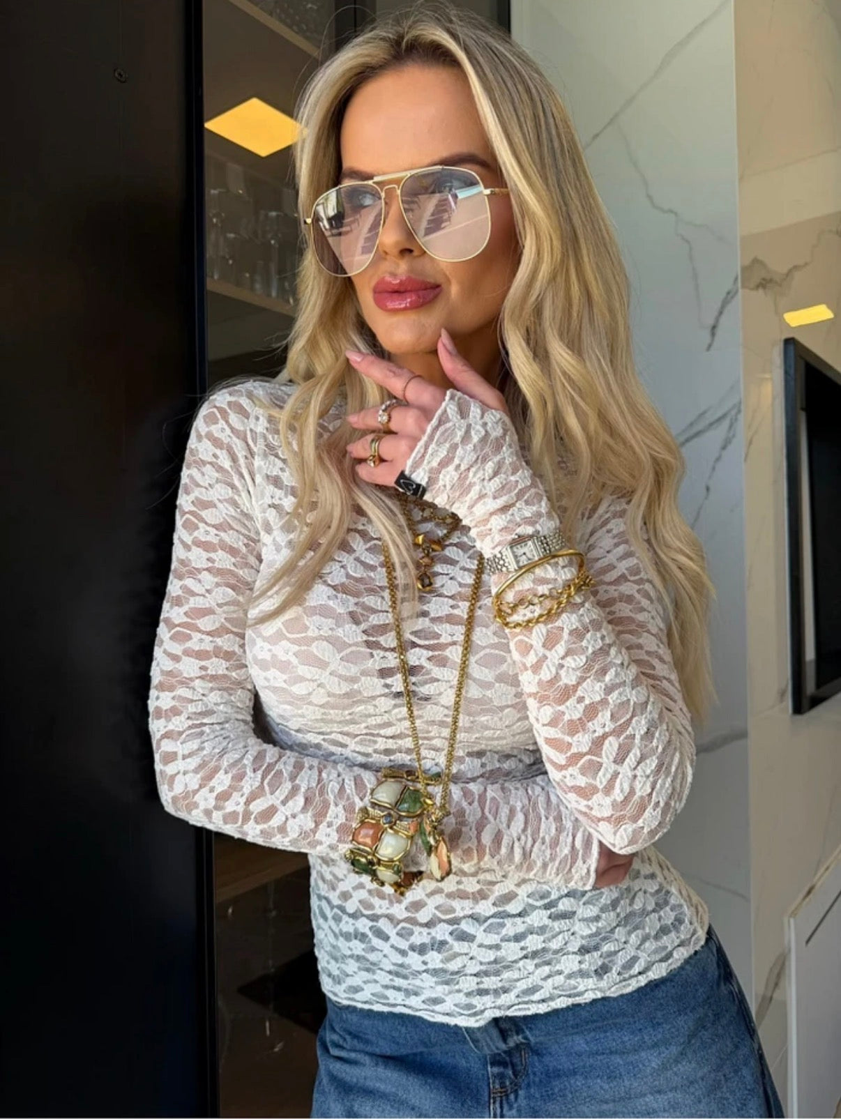 Blusa Renda Texturizada Kim