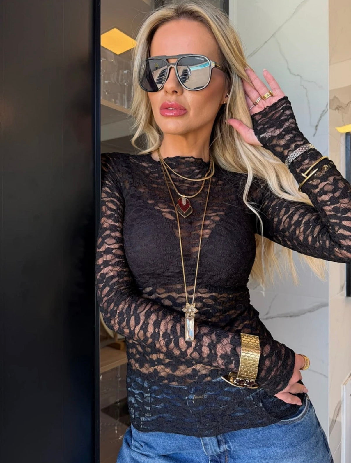 Blusa Renda Texturizada Kim