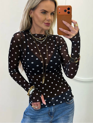 Blusa Tule Poá