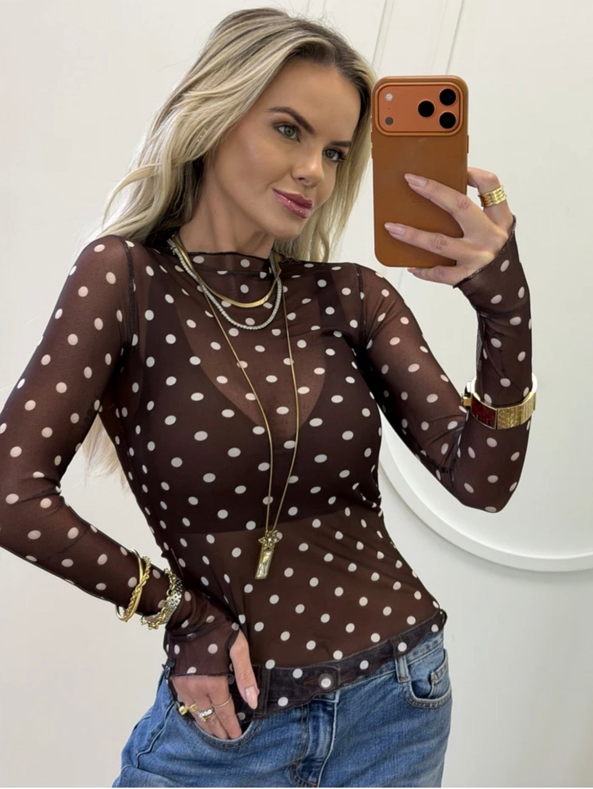 Blusa Tule Poá