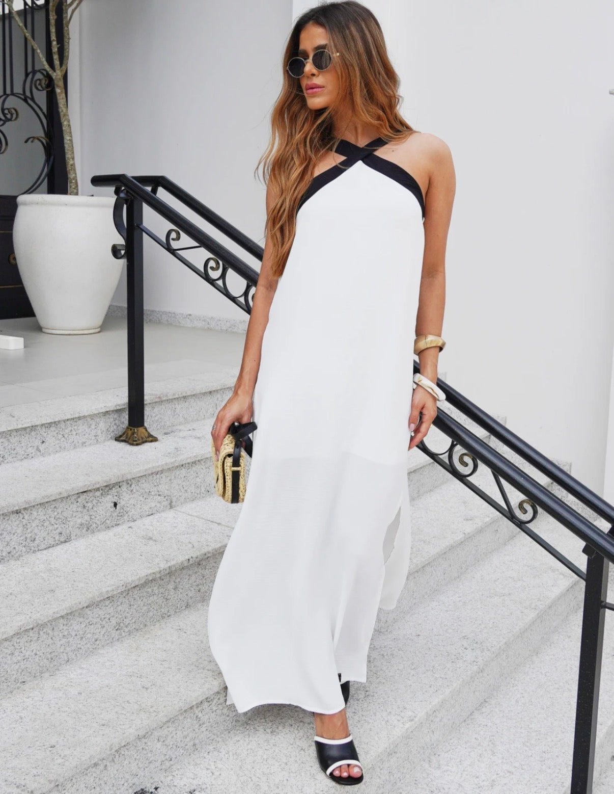 Vestido Longo Bicolor