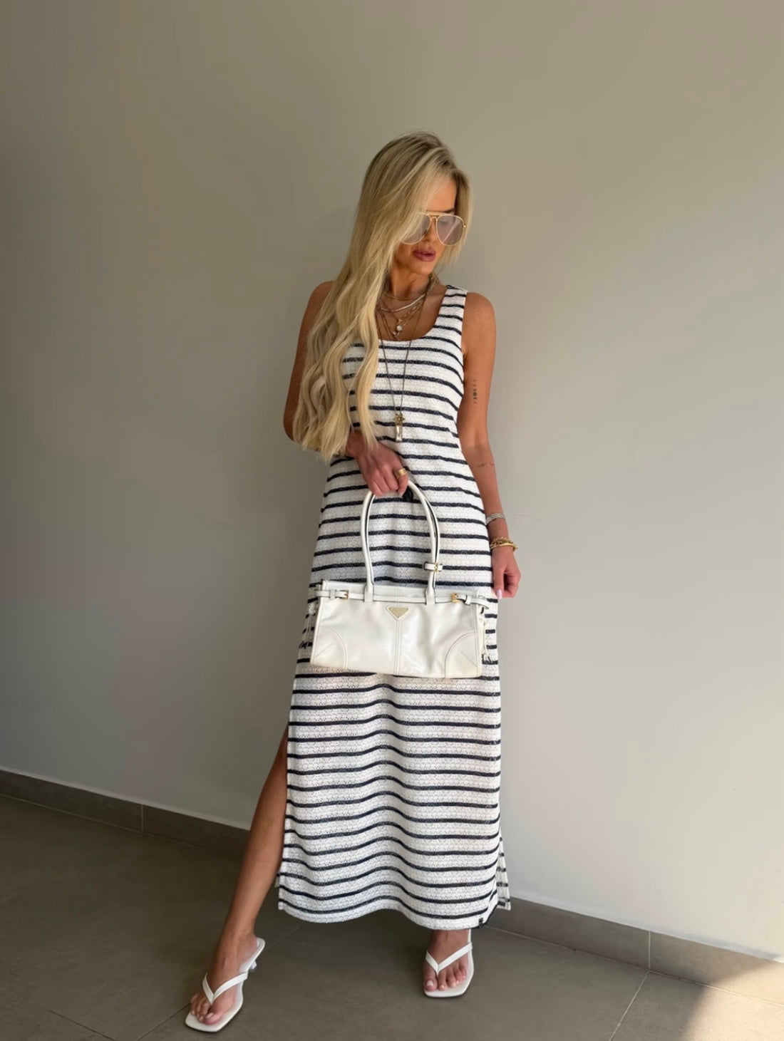 Vestido Midi Tricot Listras