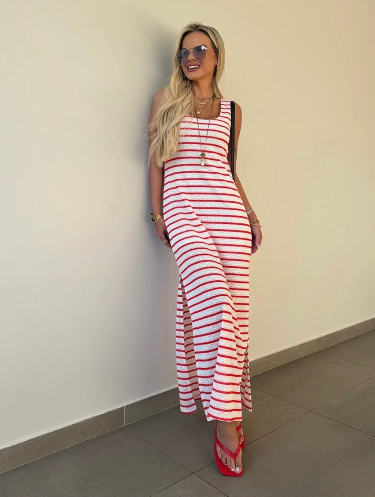 Vestido Midi Tricot Listras