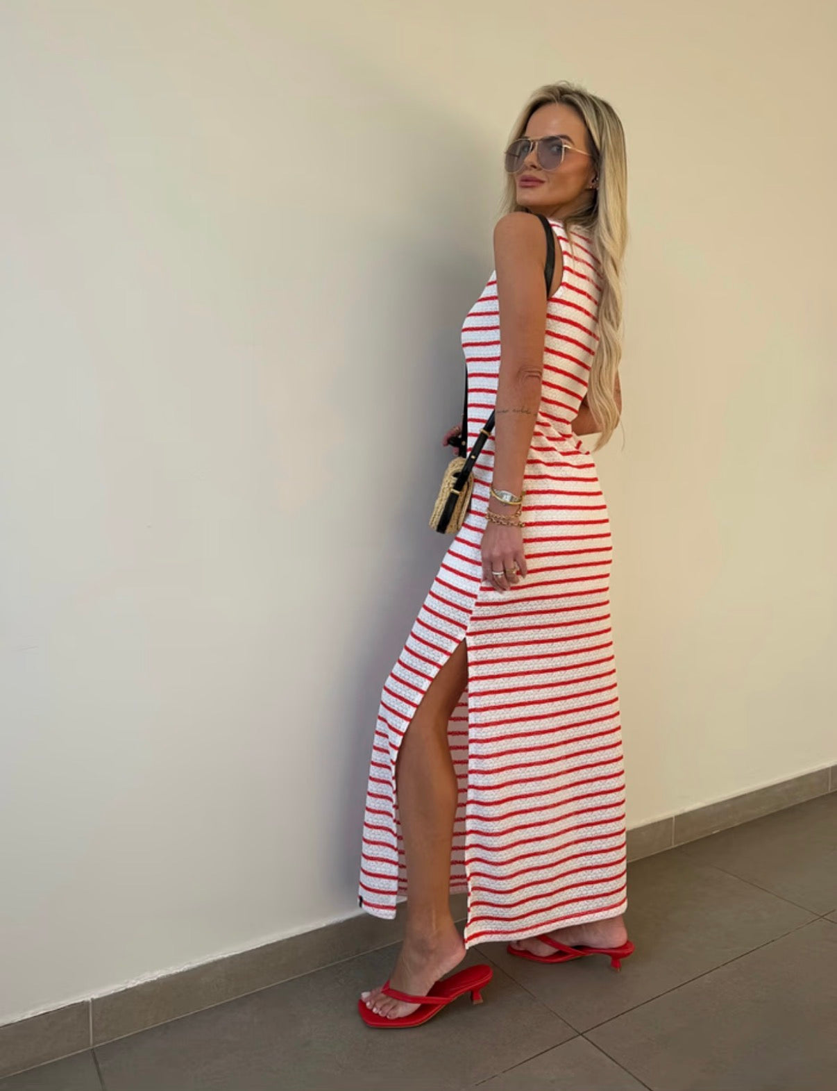 Vestido Midi Tricot Listras