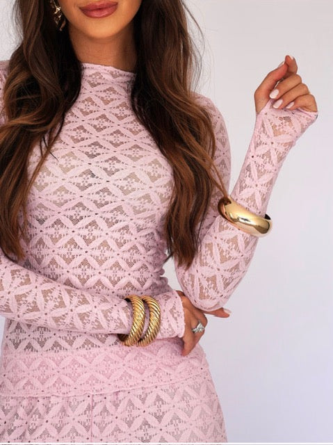Blusa Manga Longa Renda Emma