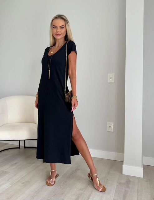 Vestido Midi Básico Luna - PRÉ VENDA  / ENVIO DIA 16/09