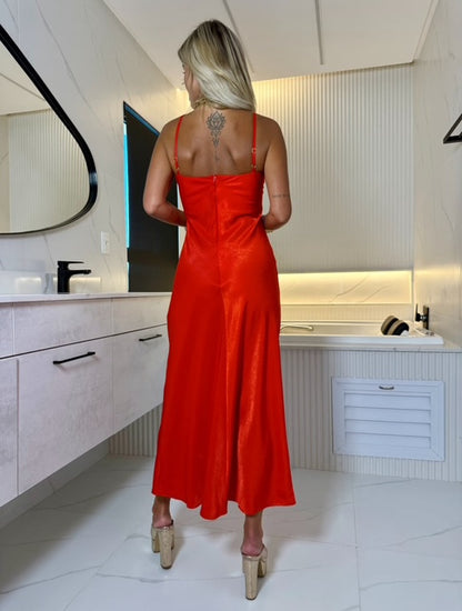 Vestido Midi Cetim - ATENÇÃO PEÇA COM ENVIO EM 13/01