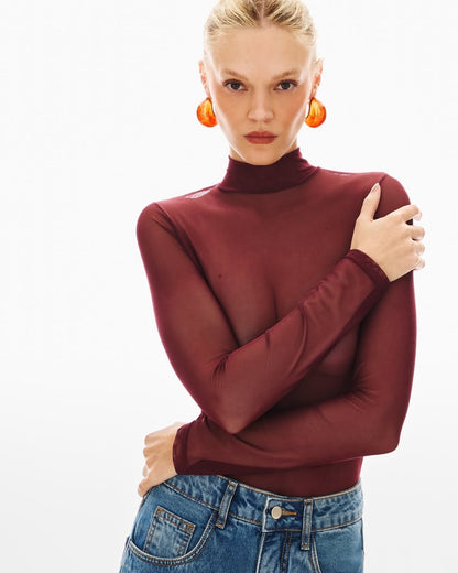 Blusa Tule Manga Longa