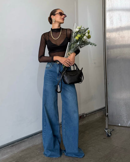 Blusa Tule Manga Longa