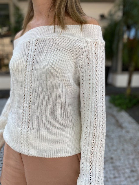 Blusa Ombro a Ombro Tricot Leona