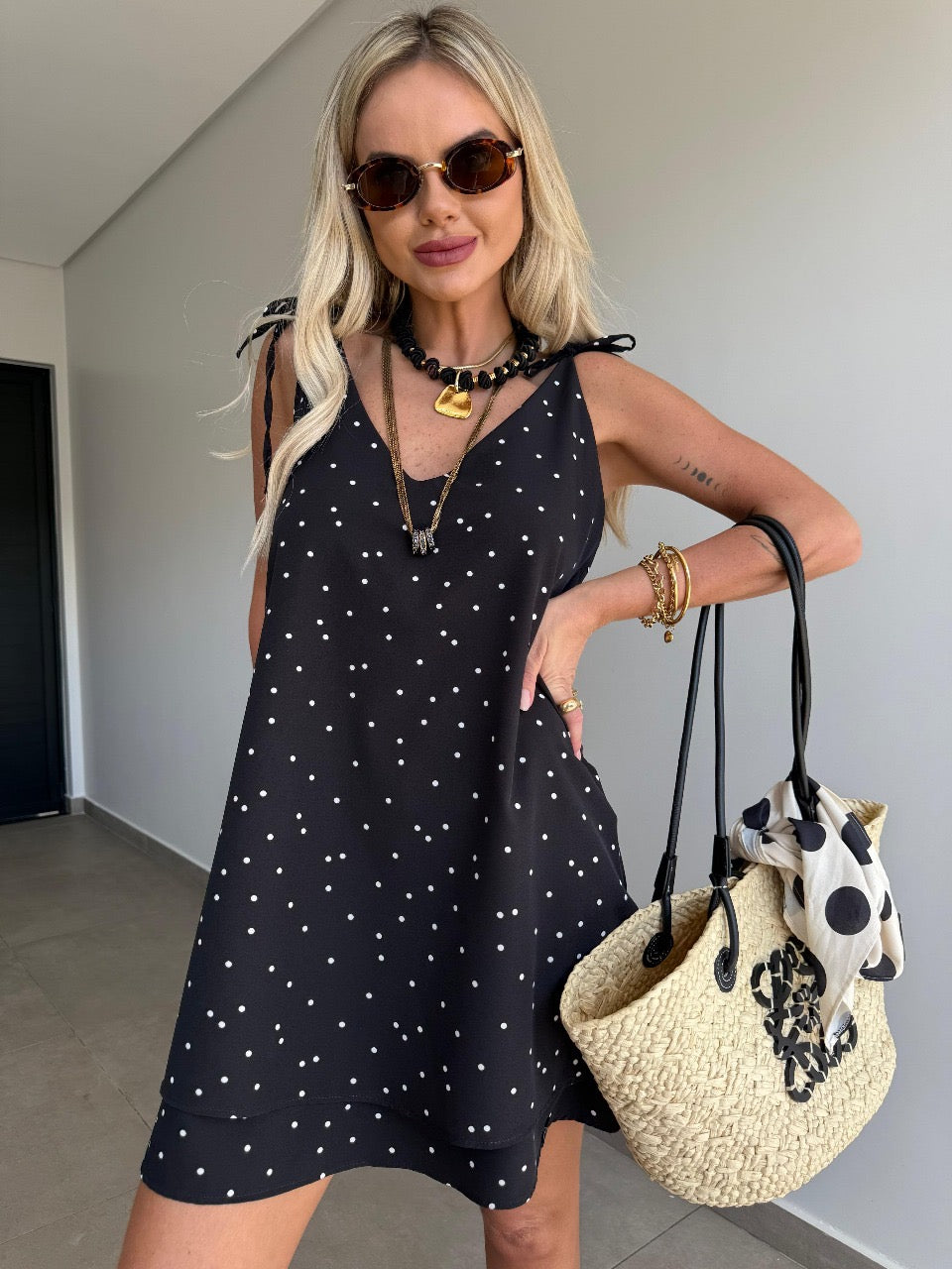 Vestido Curto Poá
